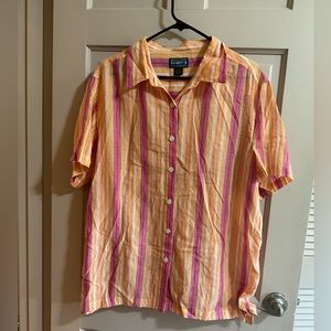 Womens Vintage Shaver Lake Short Sleeve Button Down Shirt Pink & Orange Size 2X
